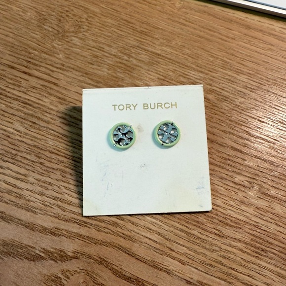 TORY BURCH
Miller Enamel Stud Earrings In Tory Silver/ Crushed Mint - Picture 2 of 5
